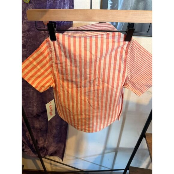 Toddler Boys Orange Stripe Button-Up Shirt 3T By Cat & Jack™ - Picture 2 of 3